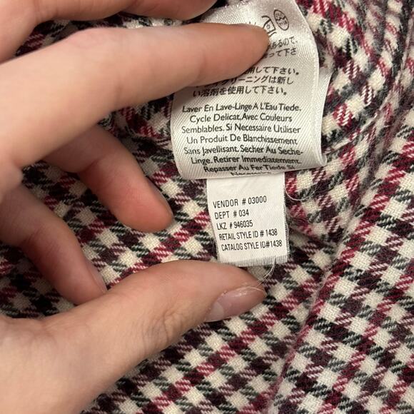 Eddie Bauer Red White Mens L Tall Woven Gingham Check Woven Flannel Shirt - Picture 10 of 10